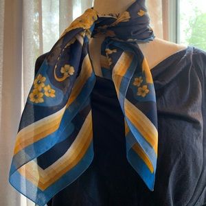 Patricia Dumout blue & gold elephant scarf